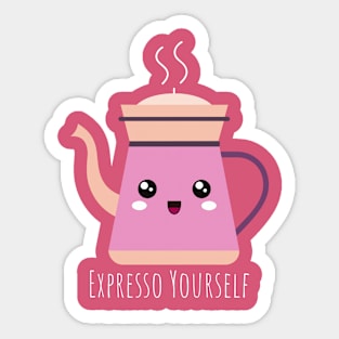 Expresso Yourself: Cute Coffee Pot T-Shirt & More | PunnyHouse Sticker
